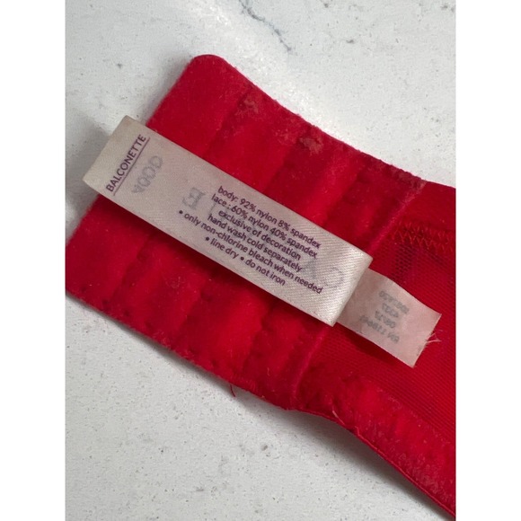 Cacique Balconette Red Floral Lace Trim Full Coverage Underwire Bra 40DD - Picture 10 of 11